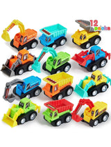 Joyfy 12 Pcs Car Toys Mini Construction Pull Back Car Set with Excavator Dump Truck and Bulldozer for kids Toy Trucks Party Gift