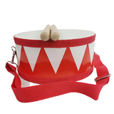 B72A Drum Snare Kids Percussion Toys Children Instrument Children Hand Wooden 8Inch Rhythm Sense Instrument Set Durable Red & Wh