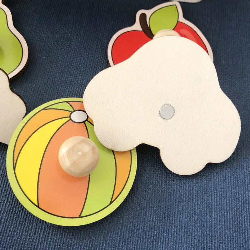 Montessori Baby Toys 3D Wooden Puzzles Children'S Hand Scratch Board Puzzle Kids Early Learning Education Fruit Cognitive Toy