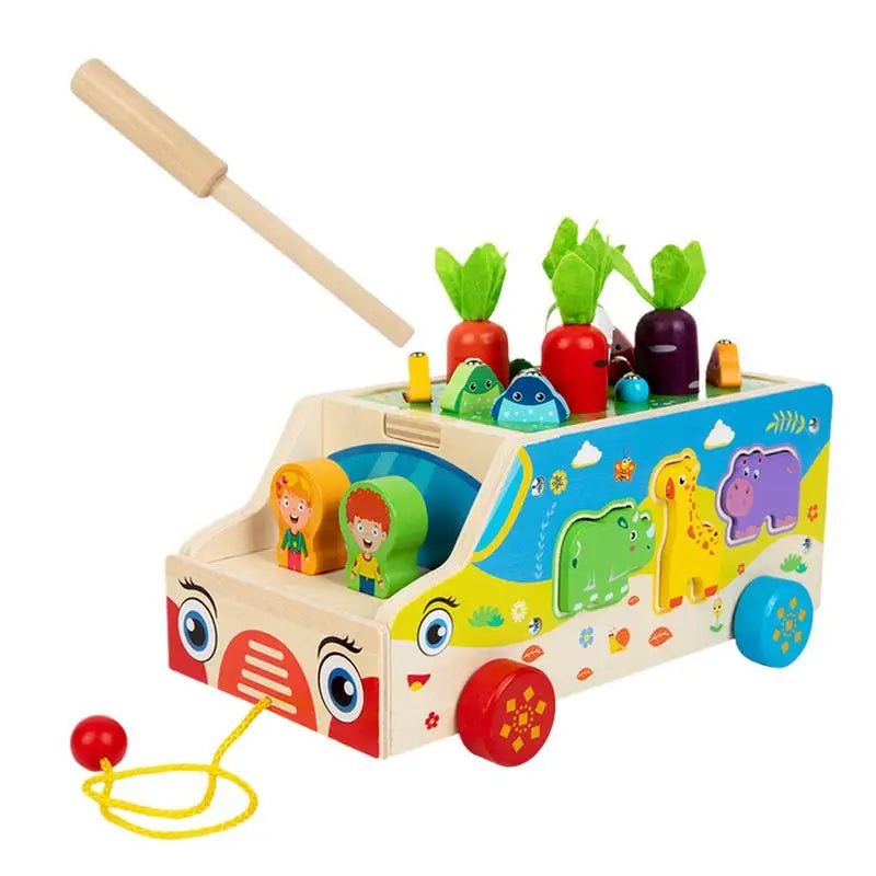 Montessori Carrots Sorting Board Carrot Harvest Shape Sorting Game Wooden Activity Cube Matching Puzzle Box for Early Learning