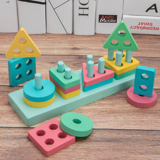 Wooden Geometric Building Toys for Children