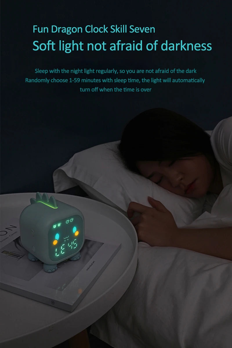 Kids Cute Cartoon Dinosaur LED Digital Alarm Clock Wake Up Night Light Relojes Desktop Decoration Children Sleep Trainer