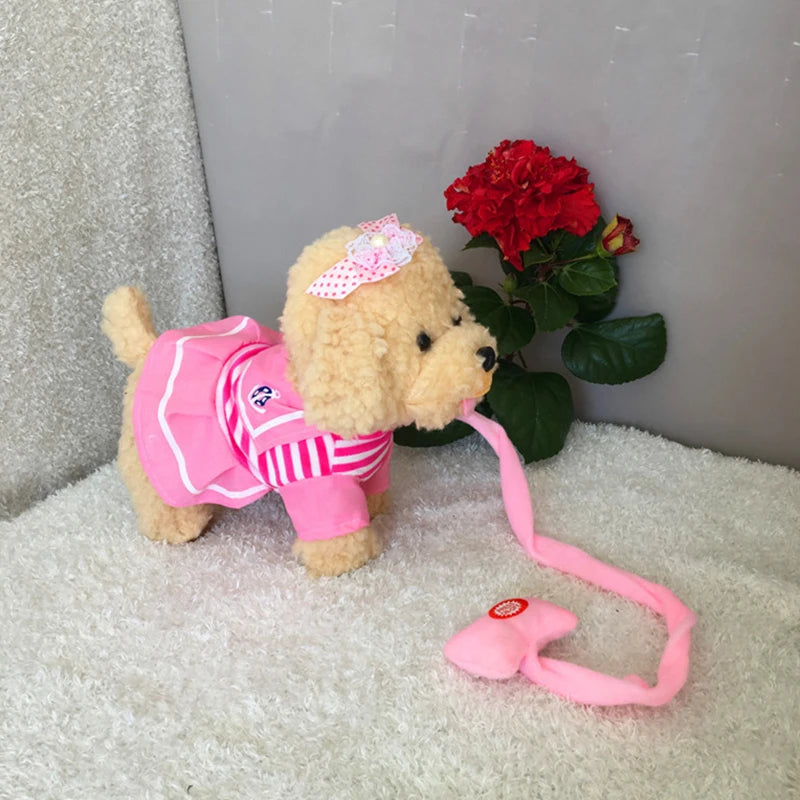 Robot Dog Interactive Dog Electronic Toys Plush Puppy Pet Walk Bark Leash Teddy Toys For Children Birthday Gifts