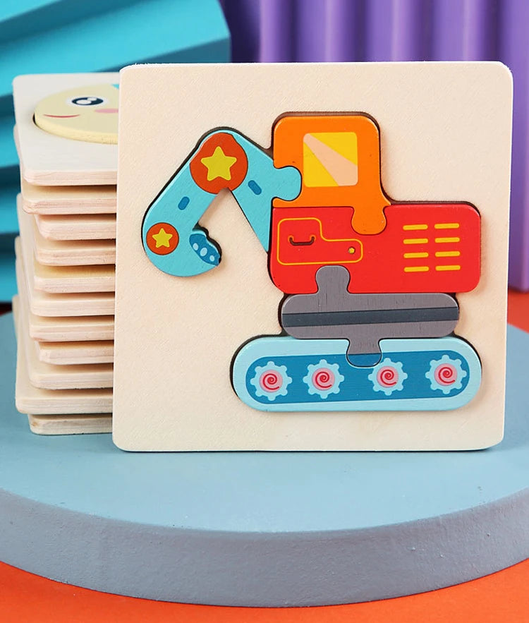 Kids Wooden Toys 3D Wood Puzzle Cartoon Animals Cognitive Jigsaw Puzzle Early Learning Educational Toys For Children Gift