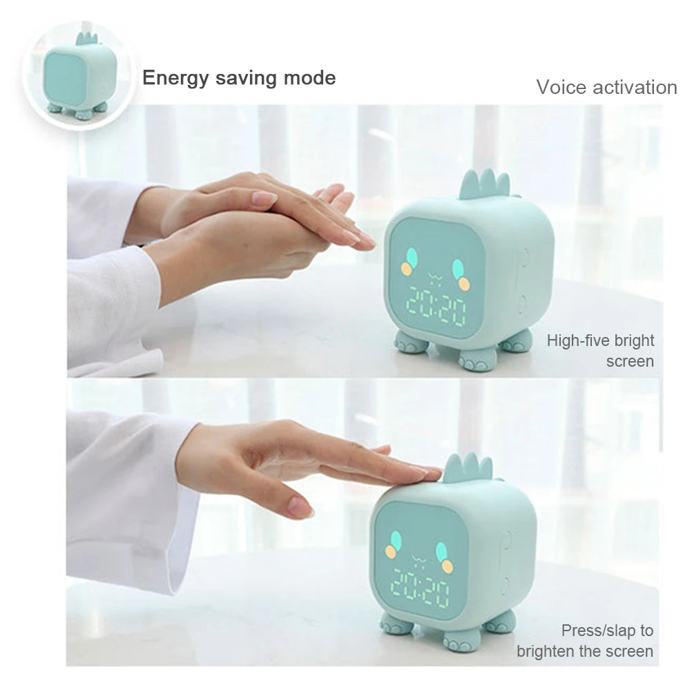 Kids Alarm Clock Dinosaur Digital Alarm Clock for Kids Bedside Clock Children's Sleep Trainier, Wake Up Light and Night Light