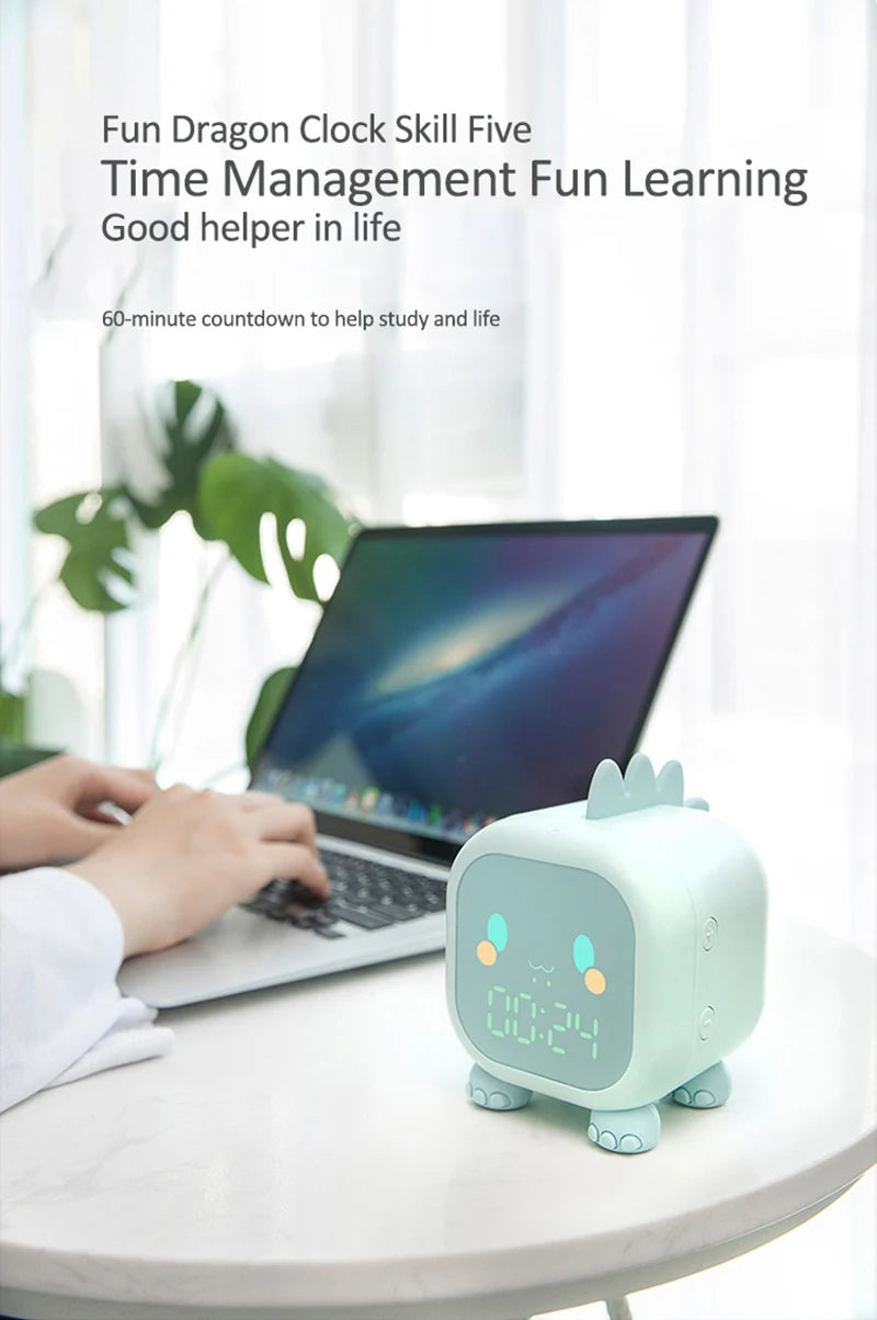 Kids Cute Cartoon Dinosaur LED Digital Alarm Clock Wake Up Night Light Relojes Desktop Decoration Children Sleep Trainer
