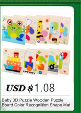 Kids Wooden Toys 3D Wood Puzzle Cartoon Animals Cognitive Jigsaw Puzzle Early Learning Educational Toys For Children Gift