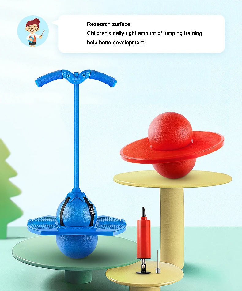 Bouncing Ball With Handle And Pump Balance Platform Bouncy Jump Pogo Ball For Kids Playground Sports Workout Competition Toy