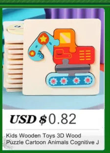 Kids Wooden Toys 3D Wood Puzzle Cartoon Animals Cognitive Jigsaw Puzzle Early Learning Educational Toys For Children Gift