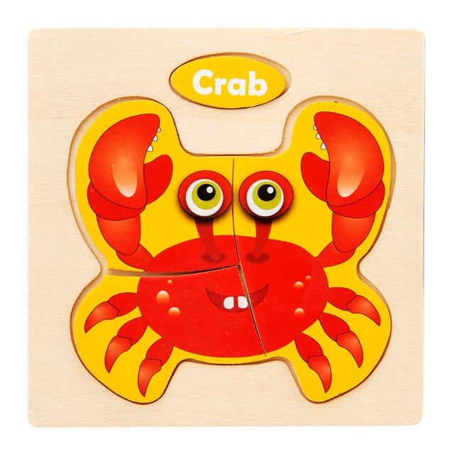 Kids Wooden Toys 3D Wood Puzzle Cartoon Animals Cognitive Jigsaw Puzzle Early Learning Educational Toys For Children Gift