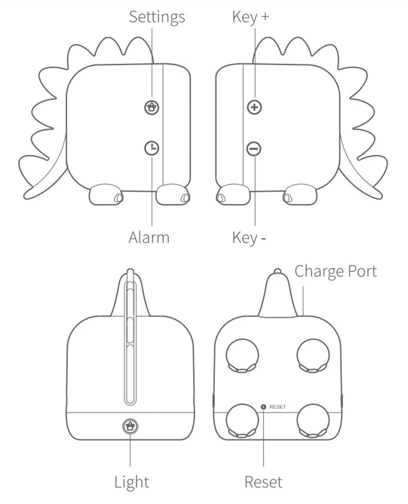 Kids Cute Cartoon Dinosaur LED Digital Alarm Clock Wake Up Night Light Relojes Desktop Decoration Children Sleep Trainer