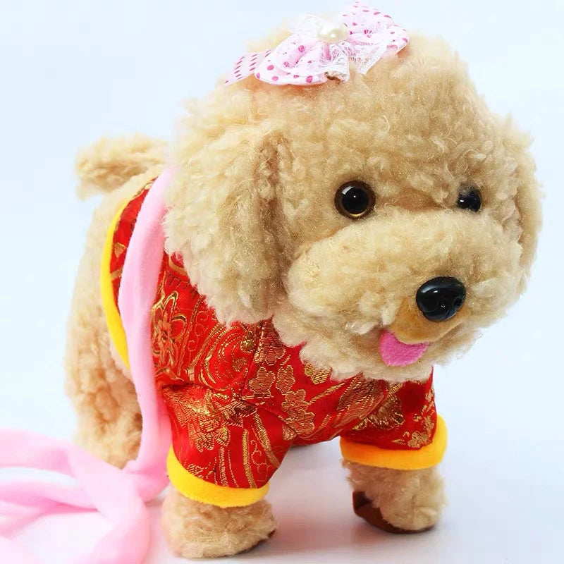Robot Dog Interactive Dog Electronic Toys Plush Puppy Pet Walk Bark Leash Teddy Toys For Children Birthday Gifts