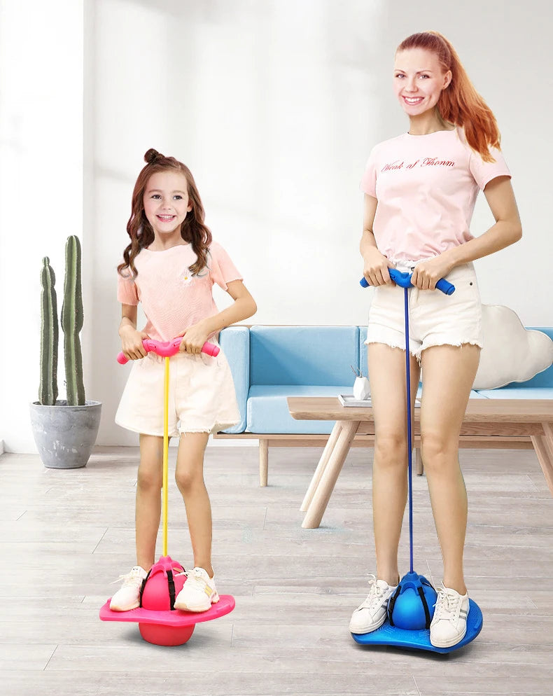 Bouncing Ball With Handle And Pump Balance Platform Bouncy Jump Pogo Ball For Kids Playground Sports Workout Competition Toy