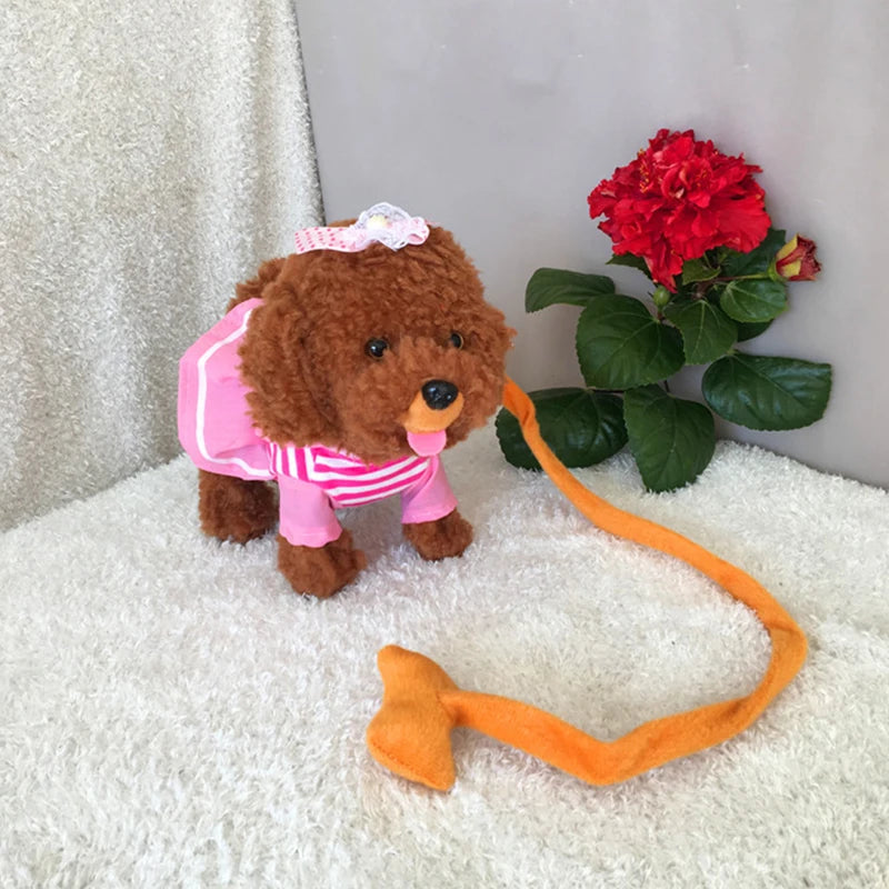 Robot Dog Interactive Dog Electronic Toys Plush Puppy Pet Walk Bark Leash Teddy Toys For Children Birthday Gifts