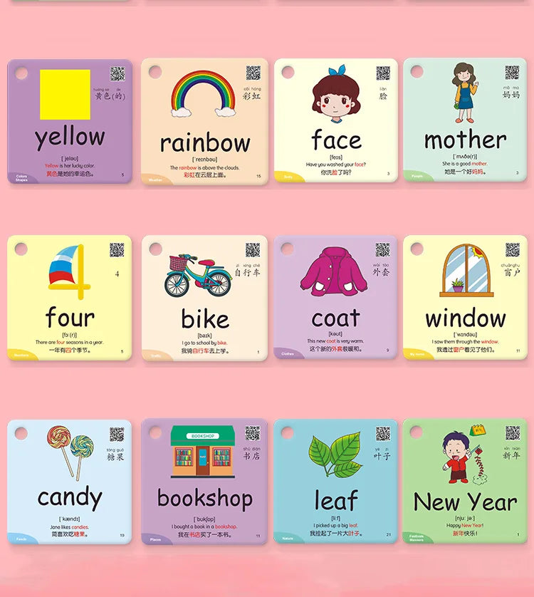 Montessori Educational Flash Cards 600 Cognitive Learning Cards Kids Discover Animal Shapes Colors Fun Toys Gifts Children's
