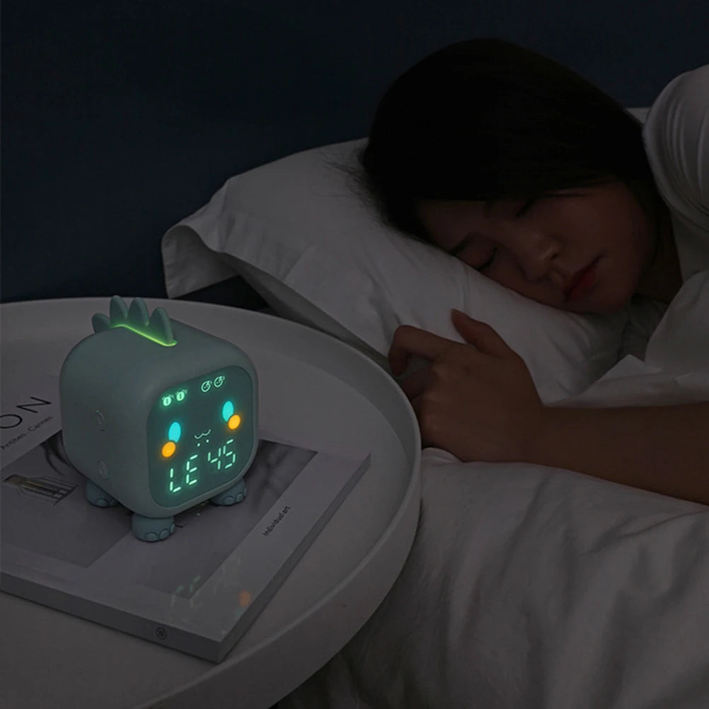 Kids Alarm Clock Dinosaur Digital Alarm Clock for Kids Bedside Clock Children's Sleep Trainier, Wake Up Light and Night Light