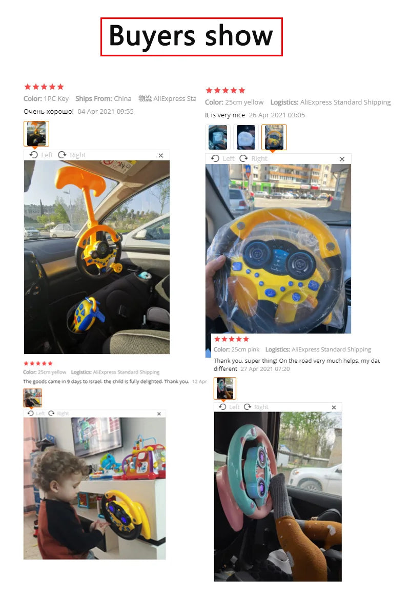 Electronic Simulation Steering Wheel With Light And Sound Early Education Puzzle Co-Pilot Sports Car Steering Wheel Toy Boy Gift