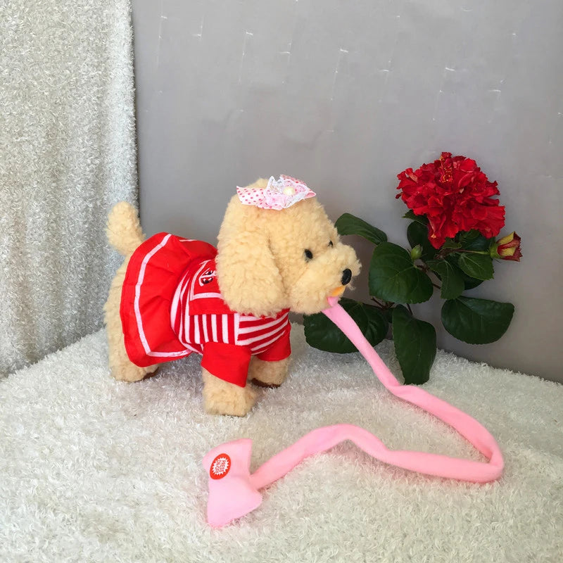 Robot Dog Interactive Dog Electronic Toys Plush Puppy Pet Walk Bark Leash Teddy Toys For Children Birthday Gifts