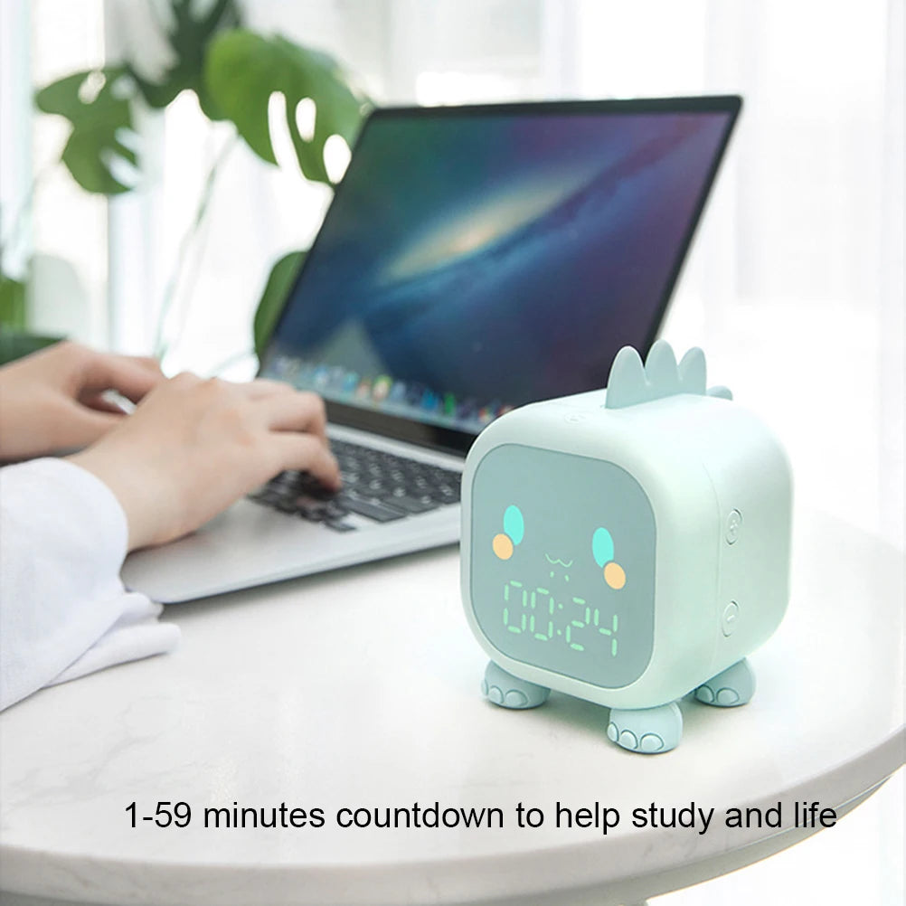Kids Alarm Clock Dinosaur Digital Alarm Clock for Kids Bedside Clock Children's Sleep Trainier, Wake Up Light and Night Light
