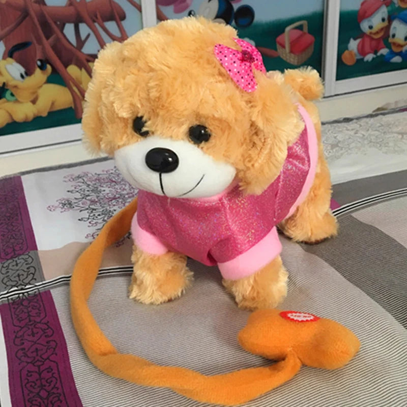 Robot Dog Interactive Dog Electronic Toys Plush Puppy Pet Walk Bark Leash Teddy Toys For Children Birthday Gifts