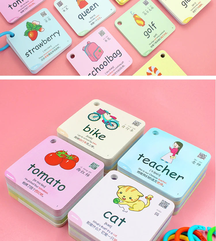 Montessori Educational Flash Cards 600 Cognitive Learning Cards Kids Discover Animal Shapes Colors Fun Toys Gifts Children's