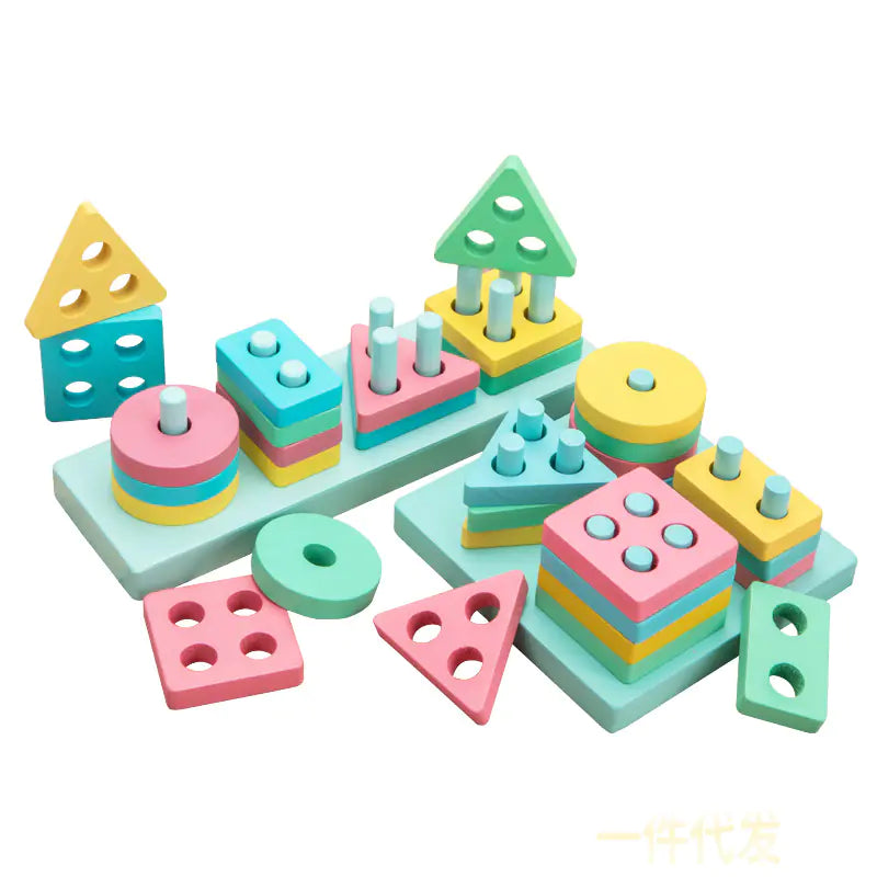 Wooden Geometric Building Toys for Children