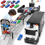 Carrier Truck Race Track Boys Toys Foldable 3 Layer Car Race Track Playset Toy Truck Transport Car Carrier & 8 Race Cars Truck Car Toddlers Toys B-Day Gifts for Age 3 4 5 6+ Years Old Boys Toys