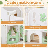 Keezi Kids Slide Swing Set Ball Hoop Rings Football Outdoor Toys Green