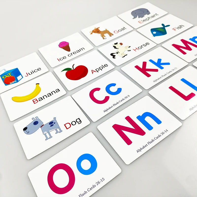 Flash Cards Alphabet Double Sided Flash Cards Toddlers ABC Letters Learning Toy Educational Preschool Kids Children Flashcards