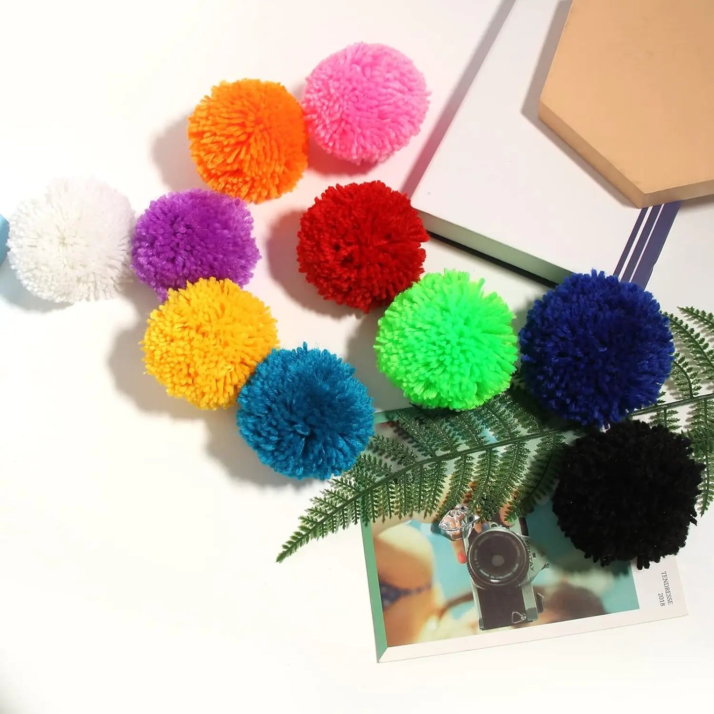 10Pcs Large Yarn Pom Poms for Crafts Acrylic Yarn Balls Fuzzy Pompoms DIY Pom Pom Balls for Hats Handmade Arts Holiday Party