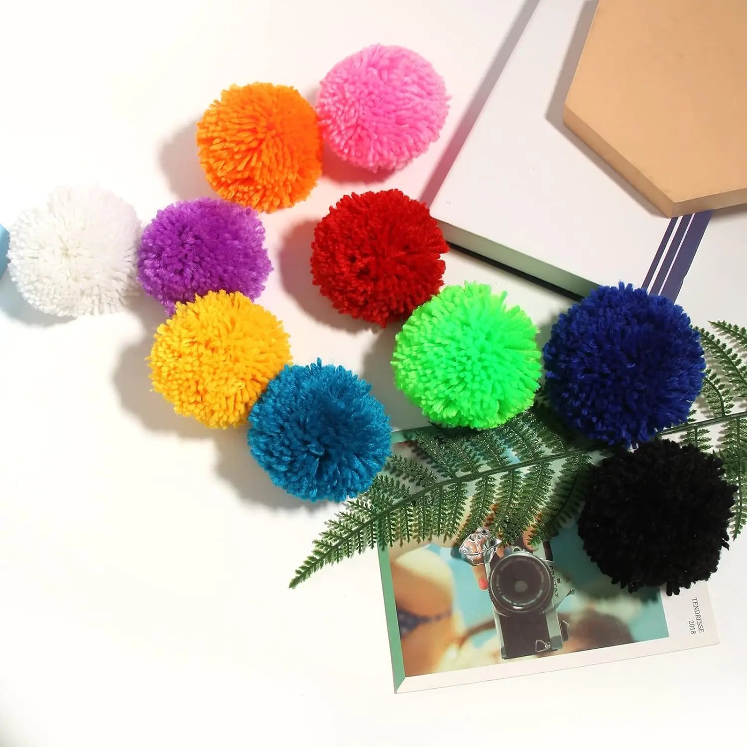 10Pcs Large Yarn Pom Poms for Crafts Acrylic Yarn Balls Fuzzy Pompoms DIY Pom Pom Balls for Hats Handmade Arts Holiday Party