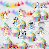 25pcs Bluey  Cartoon Blue Dog Bingo Cake Decoration Top Happy Birthday For Cake Dessert Kids Birthday Party Photo Decorations