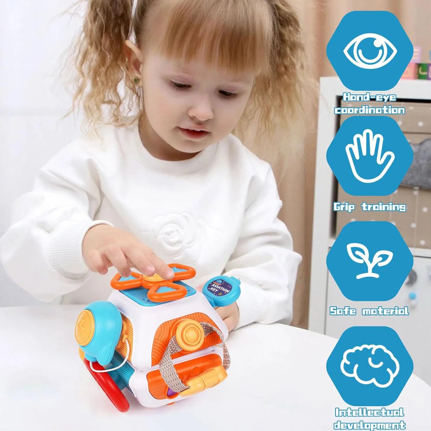 Montessori Sensory Toys Baby Busy Cube Activity Travel Toy Educational Learning Fidget Toys for Fine Motor Skills Children Gift