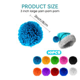 10Pcs Large Yarn Pom Poms for Crafts Acrylic Yarn Balls Fuzzy Pompoms DIY Pom Pom Balls for Hats Handmade Arts Holiday Party