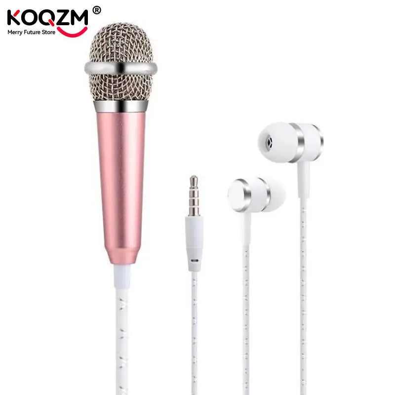 Microphone 3.5mm Stereo Studio Mic KTV Karaoke Mini Microphone With Earphone For Smart Phone Laptop PC Desktop Handheld Audio