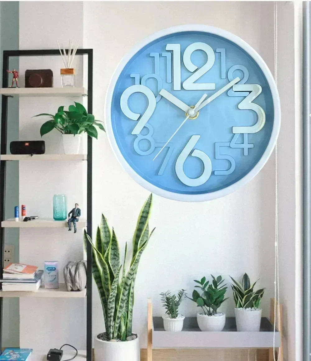 Children's Study Non-Ticking Wall Clock Luxury Silent Battery Operated Round Wall Clock for  Modern Simple Style Home Decor