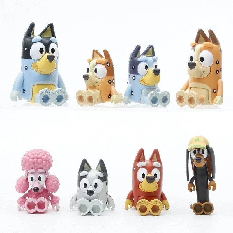12 Bluey Family Character Model Decorations Cute Puppy Movable Joints Decorations Mini Pvc Character Model Toys Children'S Gifts