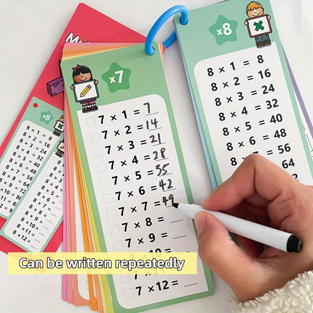 Flash Cards with Dry Erase Markers 30 Cards 0-12 Multiplication Division Educational Times Table Learning Math Games Chart