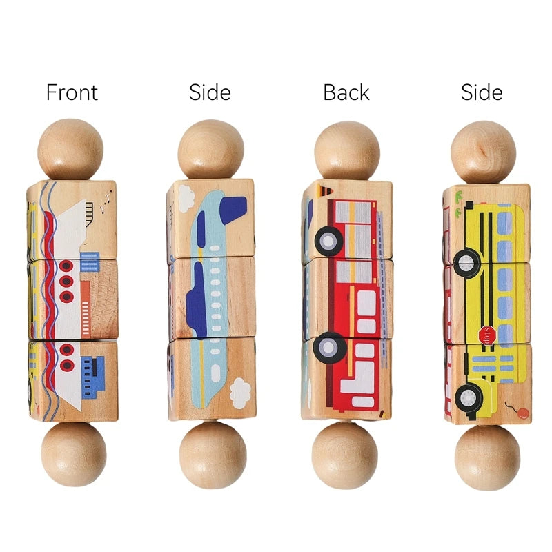 Baby Wooden Rotating Jigsaw Puzzle Hand bell Toy Baby Mobile Musical Rattle Toy Montessori Puzzle Game For Babies Newbaby Gift