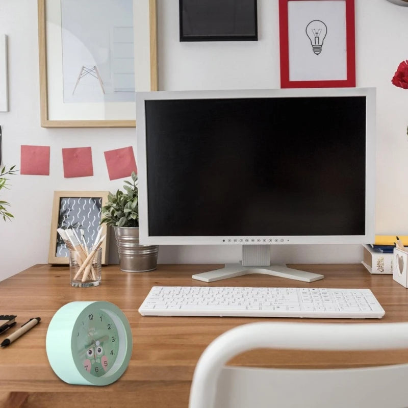 Kids Analogs Alarm Clock with Snoozes and Nightlight, Quiet Bedroom Round Clock for Boys and Girls Learning Clocks