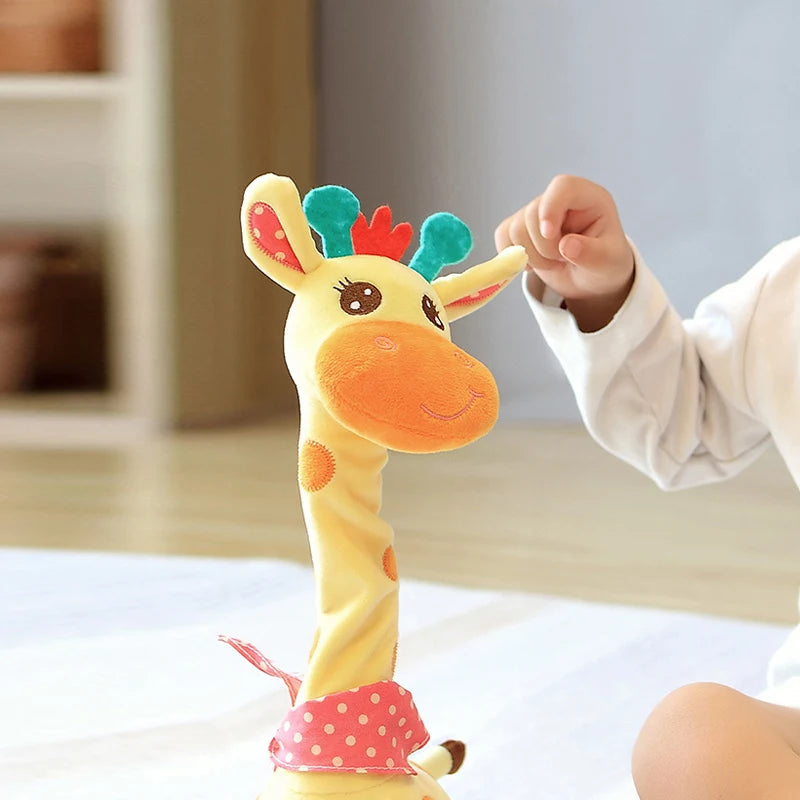 Music Giraffe Toy Singing Dancing Repeating What You Said Dancing Giraffe Flashing LED Lights Adjustable Volume Voice Simulation