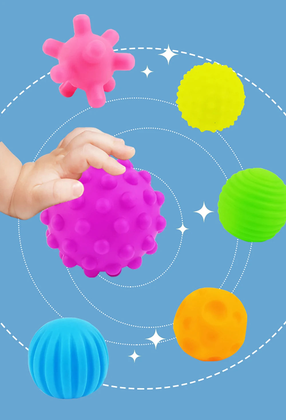 6Pcs Textured Multi Ball Set Develop baby Tactile Senses Toy Baby Touch Hand Ball Toys Children Training Ball Massage Soft Balls