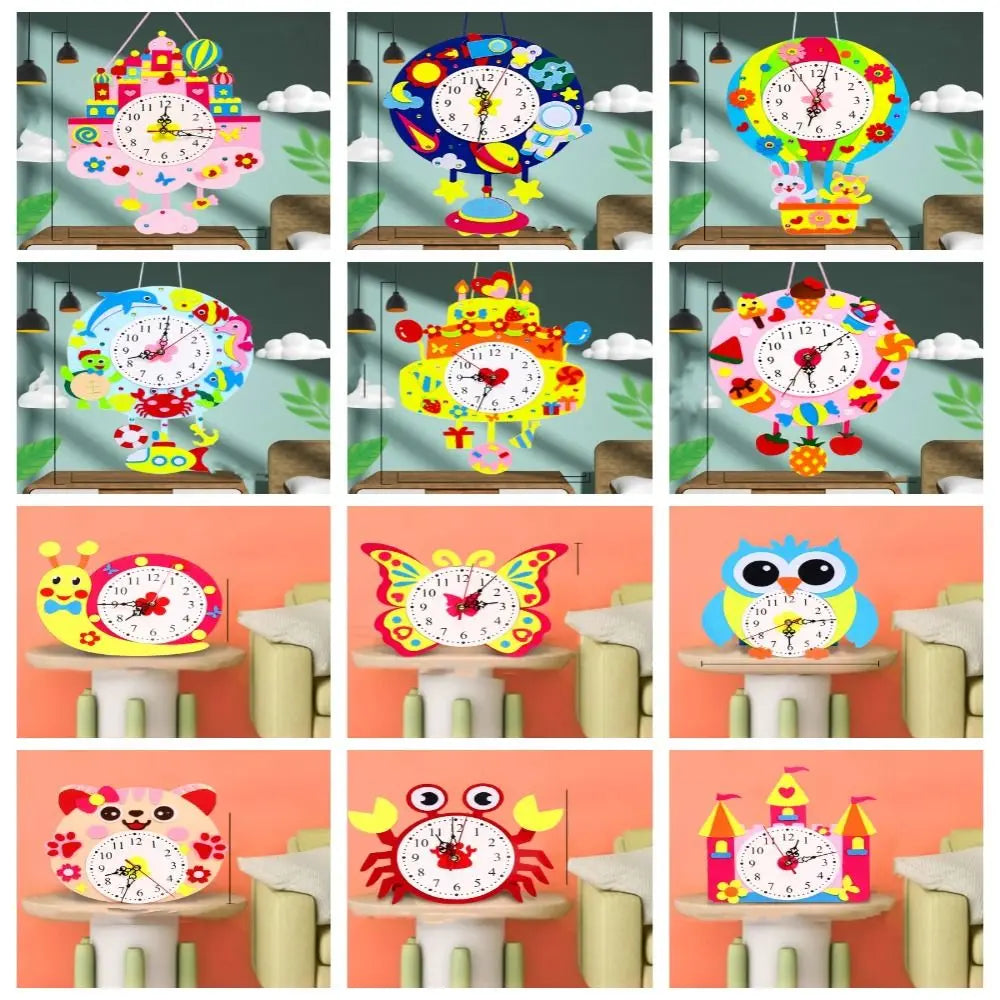 Nonwoven Fabric Cognition Clocks Toys DIY Puzzle Hour Minute Second DIY Clock Toys Cartoon Clock Time Teaching Aid Kids Gift