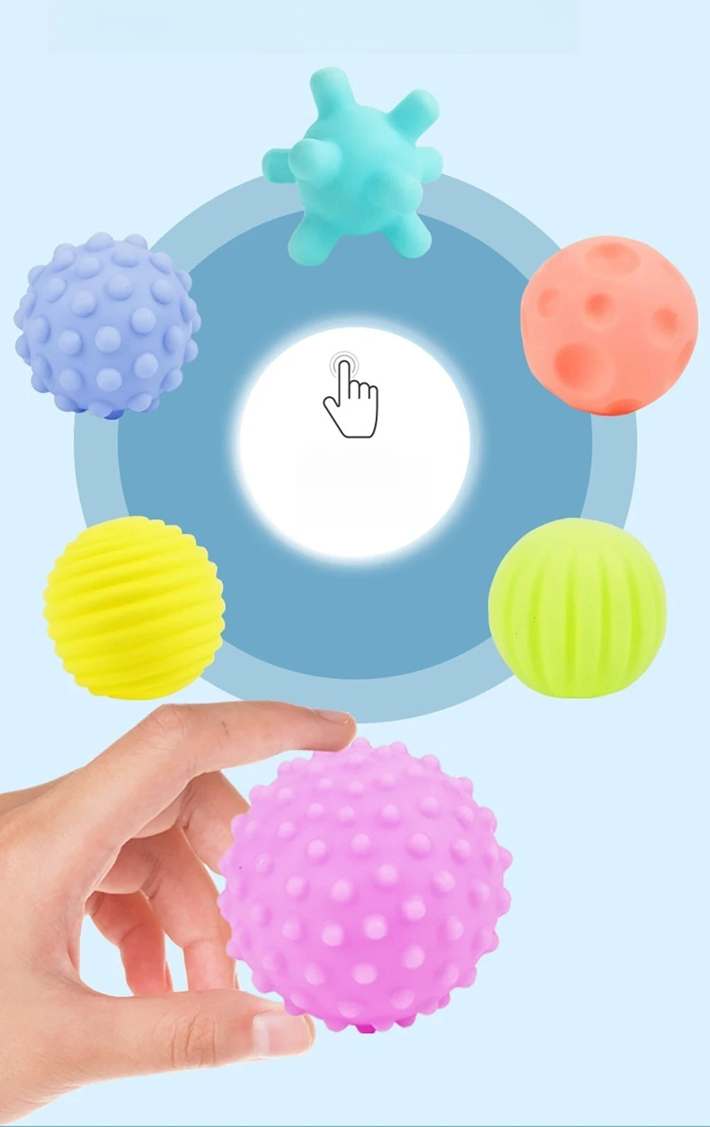 6Pcs Textured Multi Ball Set Develop baby Tactile Senses Toy Baby Touch Hand Ball Toys Children Training Ball Massage Soft Balls