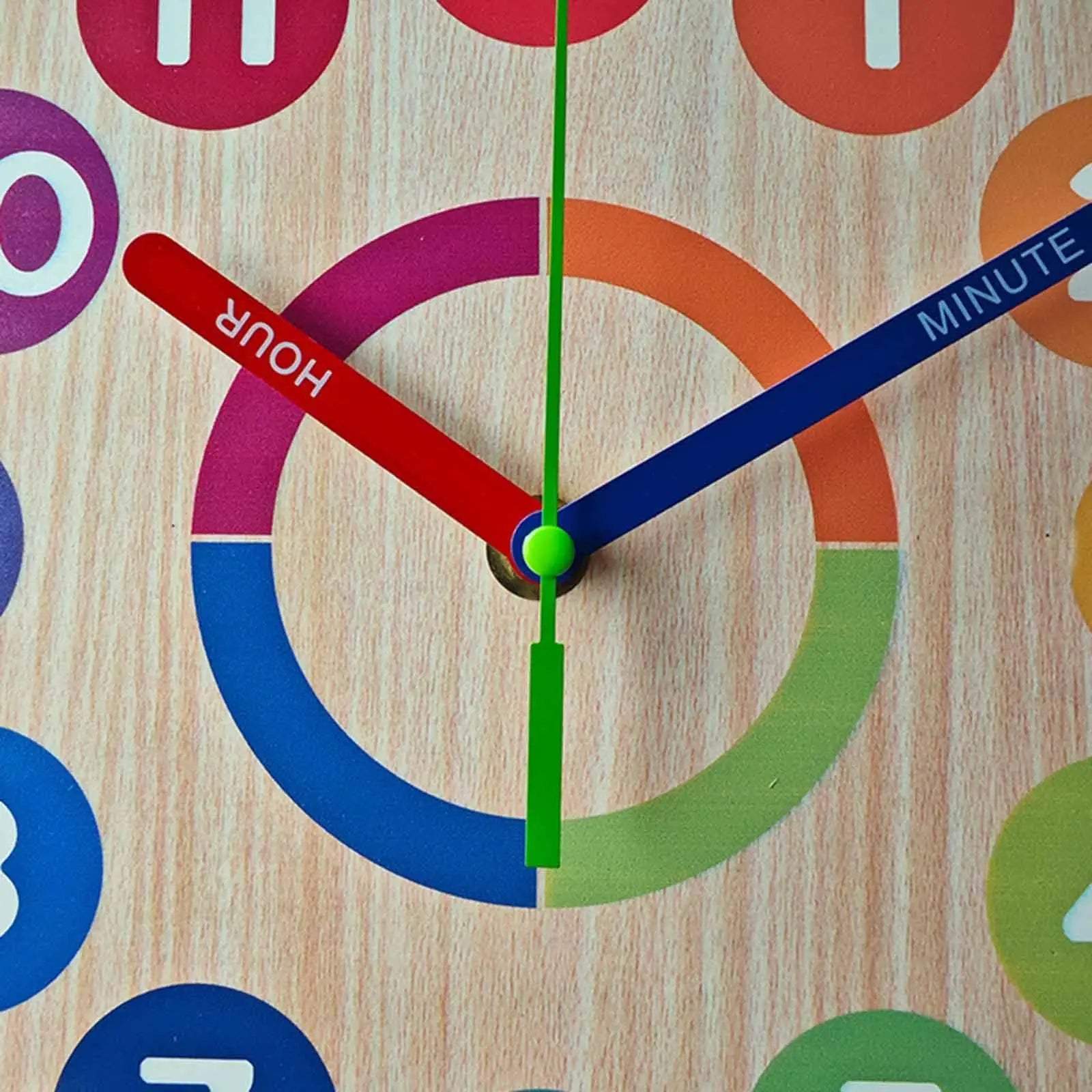 Wood Clock for Kids Decorative Classroom Silent School Quiet Movement Children Unique Wooden Hanging Teaching Time Clock