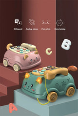 Baby 3-in-1 Musical Phone Toys Toddler Interactive Learning Toy with Lights Cat Telephone Story Early Education Montessori Gift