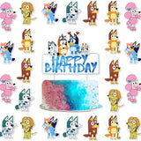 25pcs Bluey  Cartoon Blue Dog Bingo Cake Decoration Top Happy Birthday For Cake Dessert Kids Birthday Party Photo Decorations