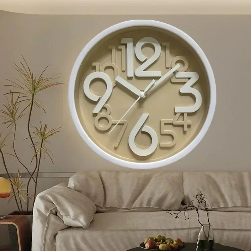 Children's Study Non-Ticking Wall Clock Luxury Silent Battery Operated Round Wall Clock for  Modern Simple Style Home Decor