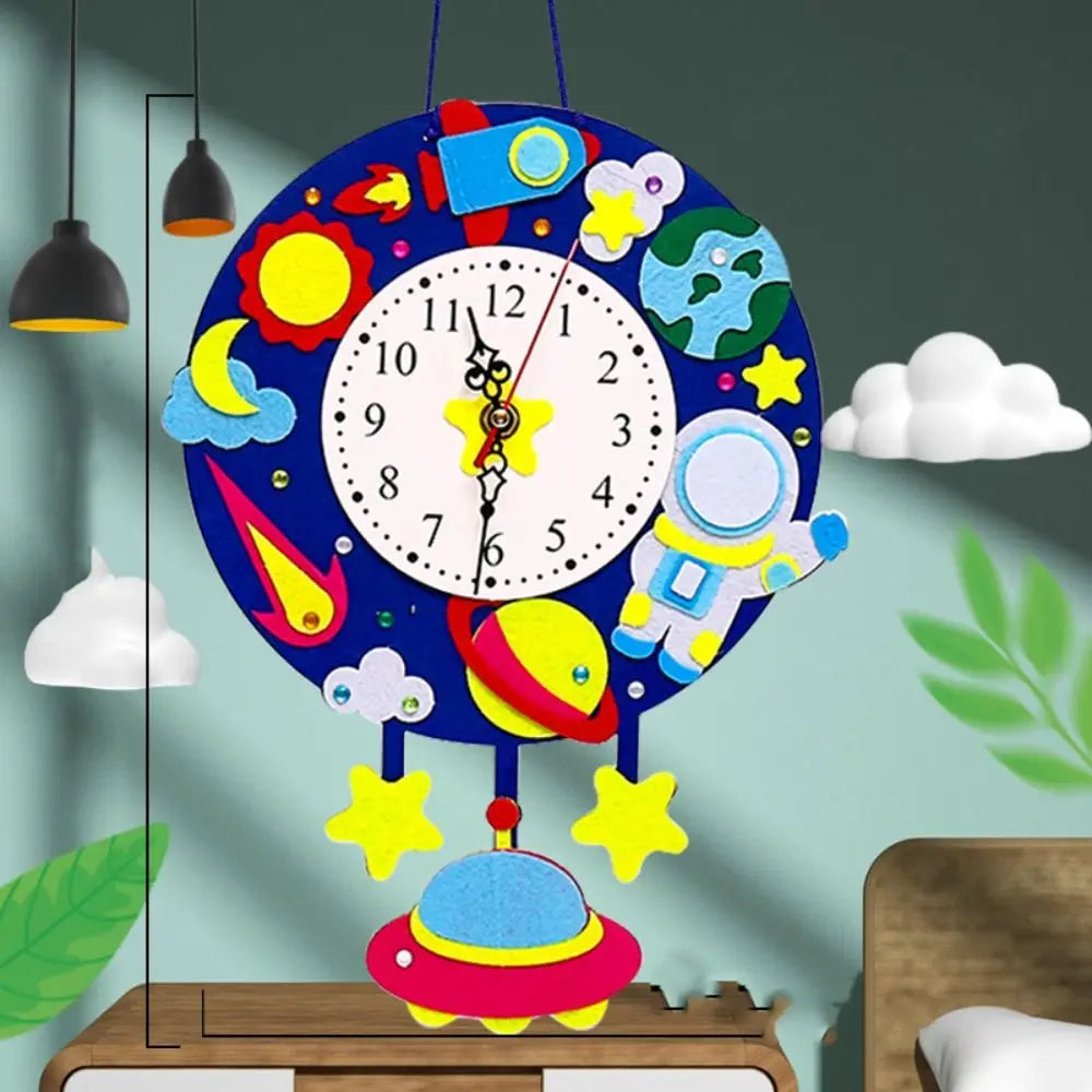 Nonwoven Fabric Cognition Clocks Toys DIY Puzzle Hour Minute Second DIY Clock Toys Cartoon Clock Time Teaching Aid Kids Gift