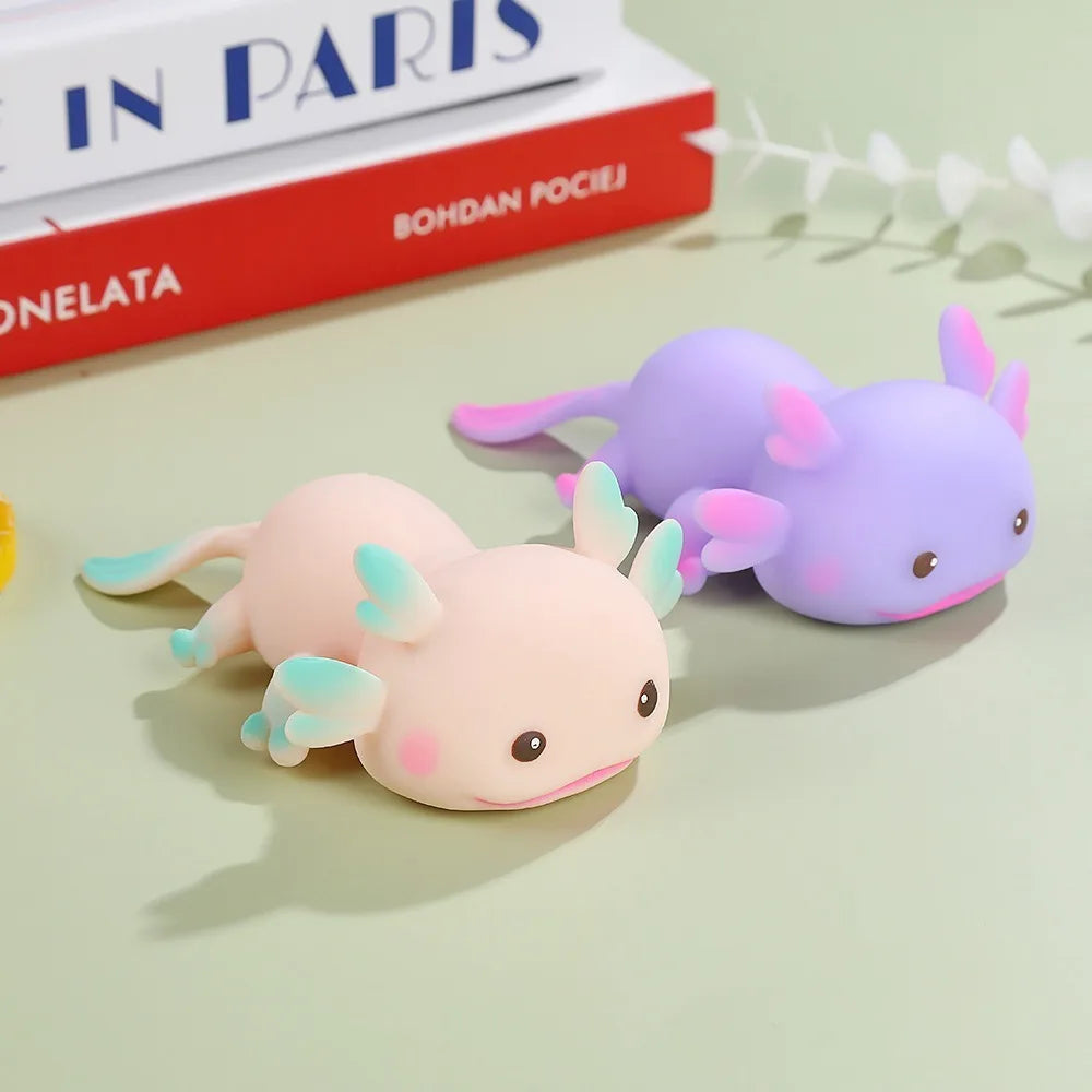 Cute Axolotl Squeeze Toys Stretch Design Fidget Doll Cartoon Fish Squishy Toy Stress Relief Multiple Color Slow Rebound Toys